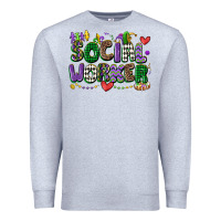 Heather Grey social worker mardi gras cowgirl Premium Sweatshirt - CowGirlArtShop