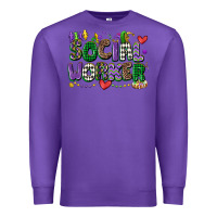 Purple social worker mardi gras cowgirl Premium Sweatshirt - CowGirlArtShop