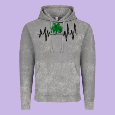 Shamrock Heartbeat Vintage Hoodie Designed By Maliassmallbusiness