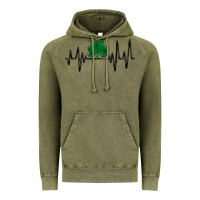 Vintage Olive shamrock heartbeat Vintage Hoodie - MaliasSmallBusiness