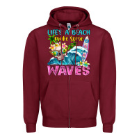 Burgundy Life's a beach make some waves Zipper Hoodie - NancyCooperArtShop
