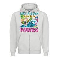 Dove Grey Life's a beach make some waves Zipper Hoodie - NancyCooperArtShop