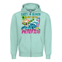 Seafoam Life's a beach make some waves Zipper Hoodie - NancyCooperArtShop