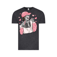 Vintage Black skeleton girl valentine's day Vintage Tee - MaliasSmallBusiness