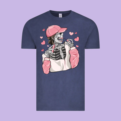 Skeleton Girl Valentine's Day Vintage Tee Designed By Maliassmallbusiness