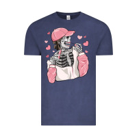 Vintage Denim skeleton girl valentine's day Vintage Tee - MaliasSmallBusiness