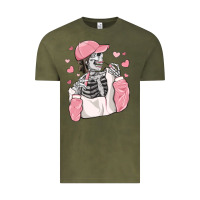 Vintage Olive skeleton girl valentine's day Vintage Tee - MaliasSmallBusiness
