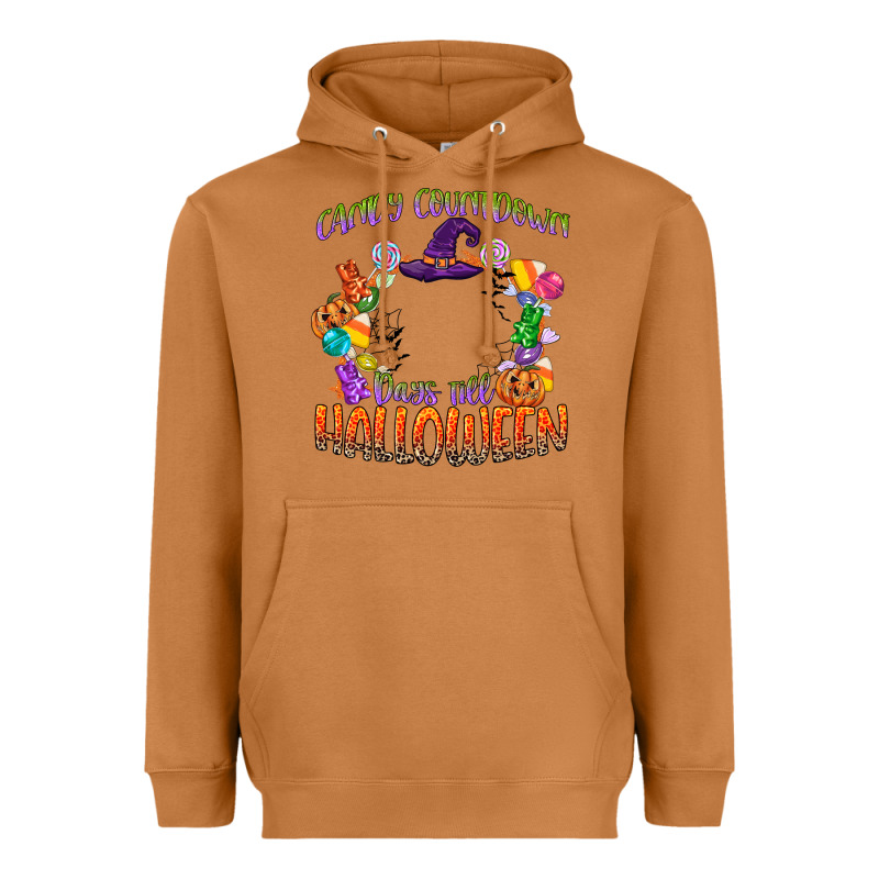 Candy Countdown Days Till Halloween Heavyweight Hoodie by CowGirlArtShop | Teevron