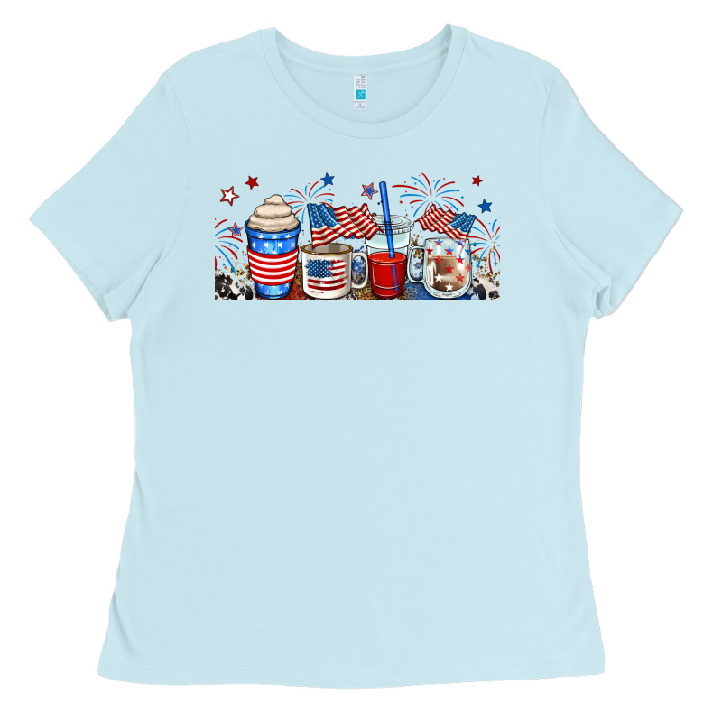 4th Of July Coffe Cups Ladies Tee by RanaPortraitStore | Teevron
