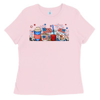 Bubblegum Pink 4th of july coffe cups Ladies Tee - RanaPortraitStore