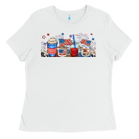 White 4th of july coffe cups Ladies Tee - RanaPortraitStore