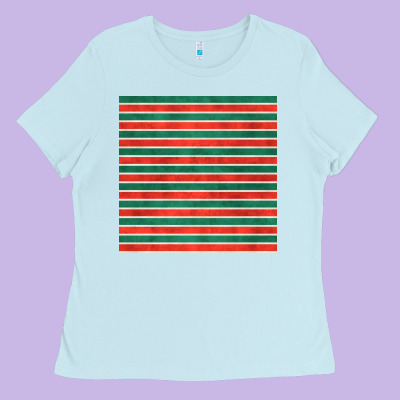 Christmas Stripes Seamless Pattern Ladies Tee Designed By Bundleandbundleshop