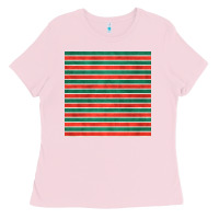 Bubblegum Pink christmas stripes seamless pattern Ladies Tee - BundleAndBundleShop