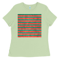Matcha christmas stripes seamless pattern Ladies Tee - BundleAndBundleShop