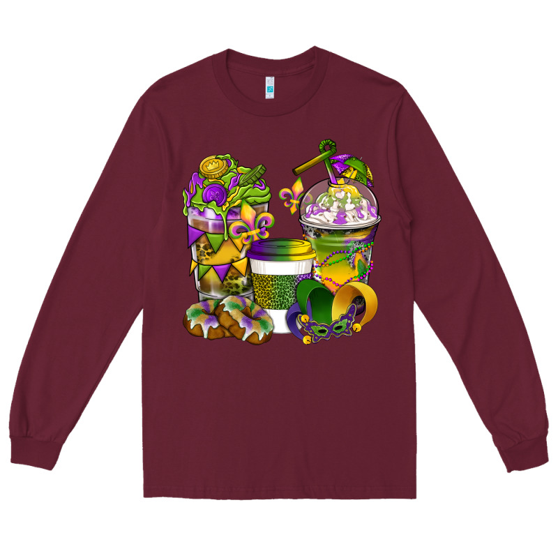 Mardi Gras Coffee Cups Long Sleeve Tee by BundleAndBundleShop | Teevron