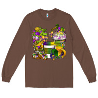 Chestnut Mardi Gras Coffee Cups Long Sleeve Tee - BundleAndBundleShop