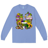 Colony Blue Mardi Gras Coffee Cups Long Sleeve Tee - BundleAndBundleShop