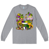 Heather Grey Mardi Gras Coffee Cups Long Sleeve Tee - BundleAndBundleShop