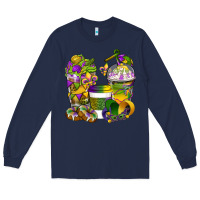 Navy Mardi Gras Coffee Cups Long Sleeve Tee - BundleAndBundleShop