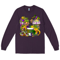 Plum Mardi Gras Coffee Cups Long Sleeve Tee - BundleAndBundleShop