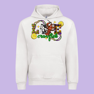 Mardi Gras Love Crawfish Urban Hoodie Designed By Fadigitalartstudio