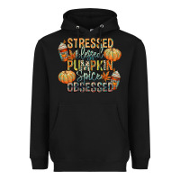 Black stressed blessed pumpkin spice obsessed Heavyweight Hoodie - CowGirlArtShop