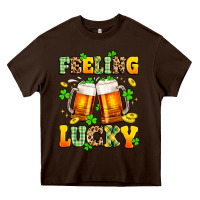 Chocolate Brown feeling lucky Heavy Core Tee - Artiststas