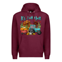 Burgundy its fall yall Premium Hoodie - CowGirlArtShop