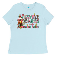 Baby Blue coffee chaos and candy canes Ladies Tee - AdoDesignShop