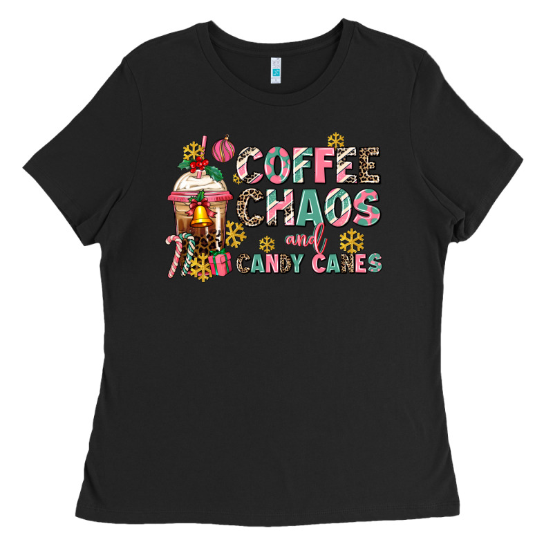 Coffee Chaos And Candy Canes Ladies Tee by AdoDesignShop | Teevron