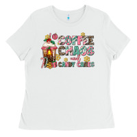 White coffee chaos and candy canes Ladies Tee - AdoDesignShop