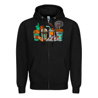 Black Basketball coffee cups Zipper Hoodie - NancyCooperArtShop