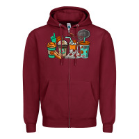 Burgundy Basketball coffee cups Zipper Hoodie - NancyCooperArtShop