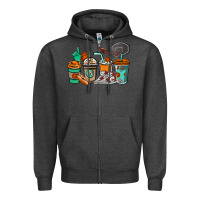 Charcoal Heather Basketball coffee cups Zipper Hoodie - NancyCooperArtShop