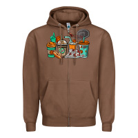 Chestnut Basketball coffee cups Zipper Hoodie - NancyCooperArtShop