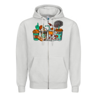 Dove Grey Basketball coffee cups Zipper Hoodie - NancyCooperArtShop