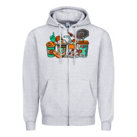 Heather Grey Basketball coffee cups Zipper Hoodie - NancyCooperArtShop