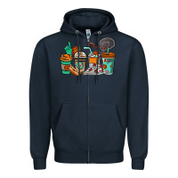 Navy Basketball coffee cups Zipper Hoodie - NancyCooperArtShop