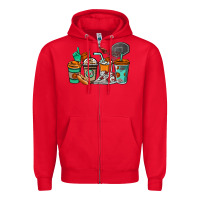 Red Basketball coffee cups Zipper Hoodie - NancyCooperArtShop