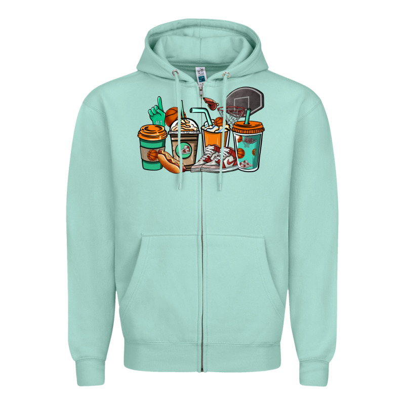 Basketball Coffee Cups Zipper Hoodie by NancyCooperArtShop | Teevron