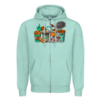 Seafoam Basketball coffee cups Zipper Hoodie - NancyCooperArtShop