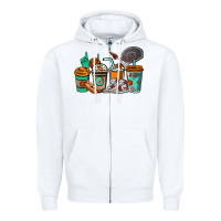 White Basketball coffee cups Zipper Hoodie - NancyCooperArtShop