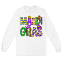 White Western Mardi Gras Long Sleeve Tee - BundleAndBundleShop