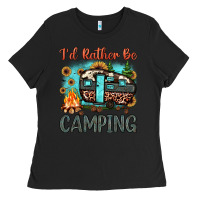 Black i'd rather be camping Ladies Tee - JahusDesignShop