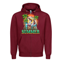 Burgundy Cowgirl summer Zipper Hoodie - NancyCooperArtShop
