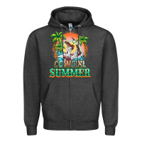 Charcoal Heather Cowgirl summer Zipper Hoodie - NancyCooperArtShop
