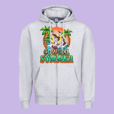 Cowgirl Summer Zipper Hoodie Designed By Nancycooperartshop