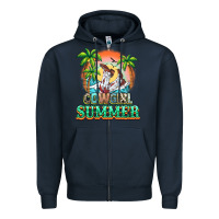 Navy Cowgirl summer Zipper Hoodie - NancyCooperArtShop