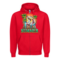 Red Cowgirl summer Zipper Hoodie - NancyCooperArtShop