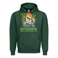 Sports Green Cowgirl summer Zipper Hoodie - NancyCooperArtShop